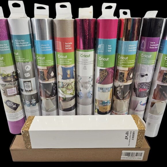 Cricut Other - LOT OF 11 Cricut Glitter Vinyl Adhesive Party Foil Faux Leather Iron On NEW